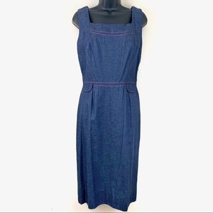 70s vintage denim jean jumper dress